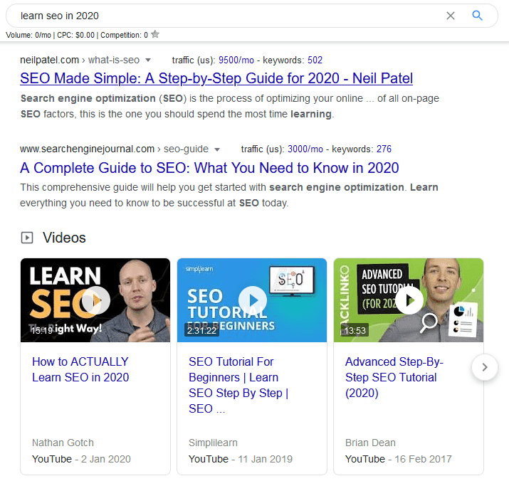 learn seo in 2020 results